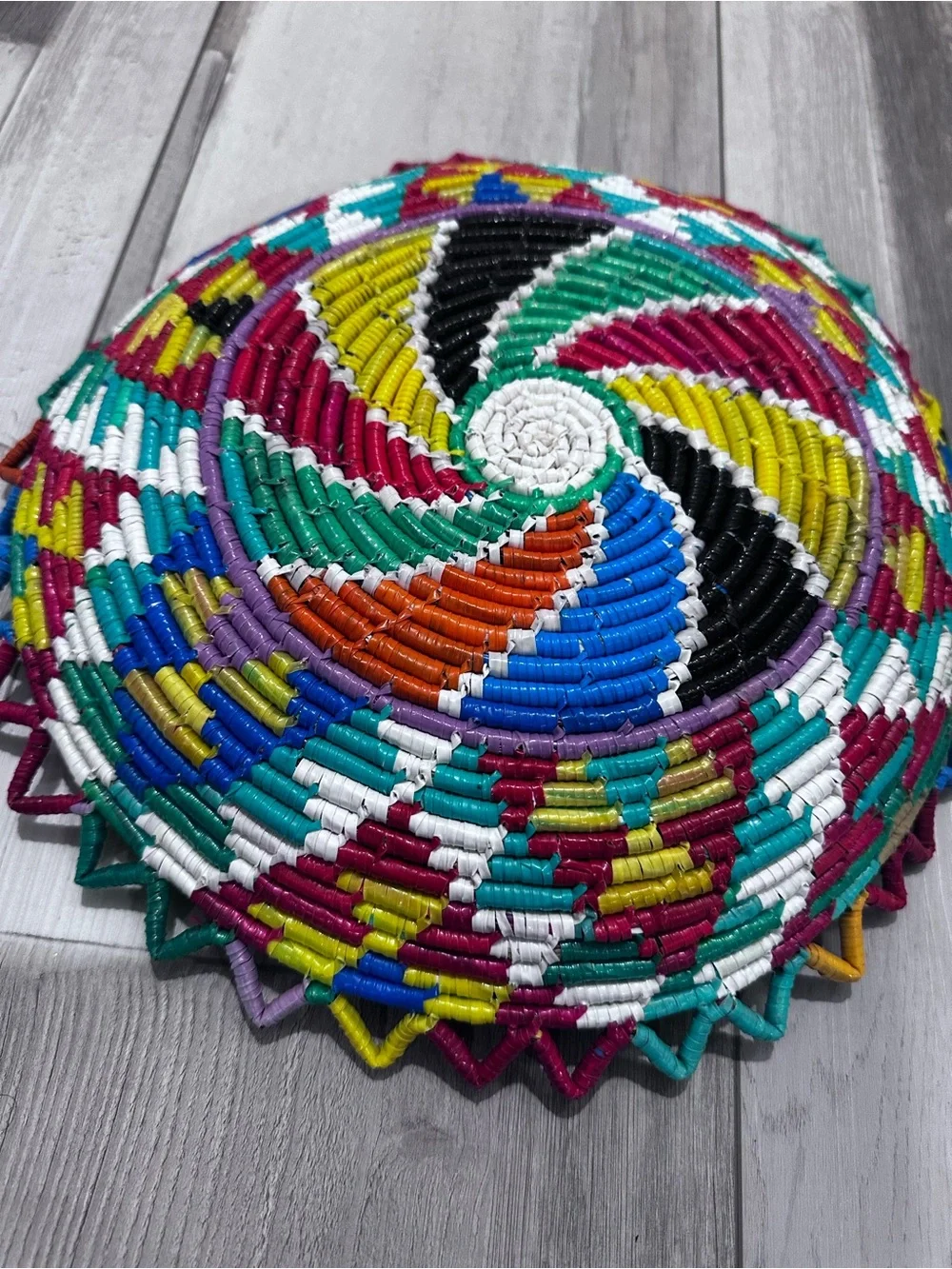 Jordanian heritage Colorful Woven Decorative Basket